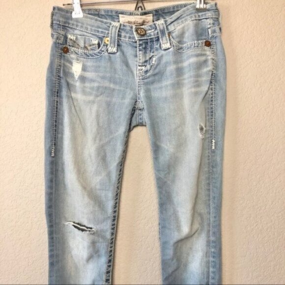 Big Star Liv Distressed Light Wash Skinny Jeans 25 - Picture 3 of 6
